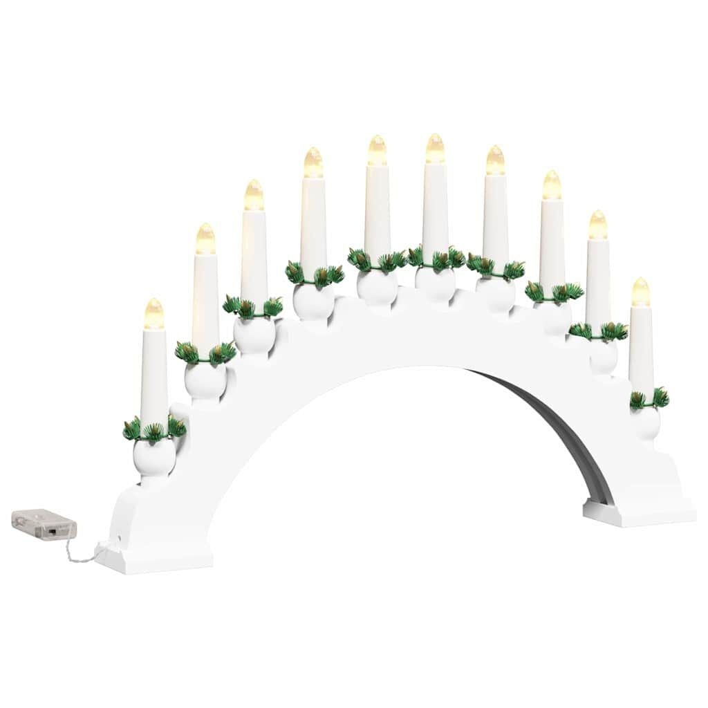 Kerst Kaarsenboog met 10 LED Kaarsen, Grenenhout, Wit - 61% Korting