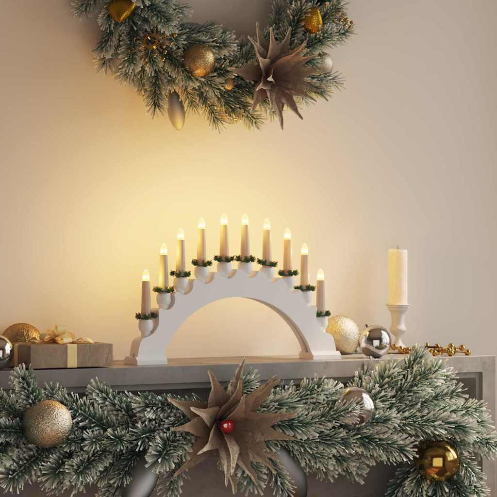 Kerst Kaarsenboog met 10 LED Kaarsen, Grenenhout, Wit - 61% Korting
