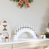 Kerst Kaarsenboog met 10 LED Kaarsen, Grenenhout, Wit - 61% Korting