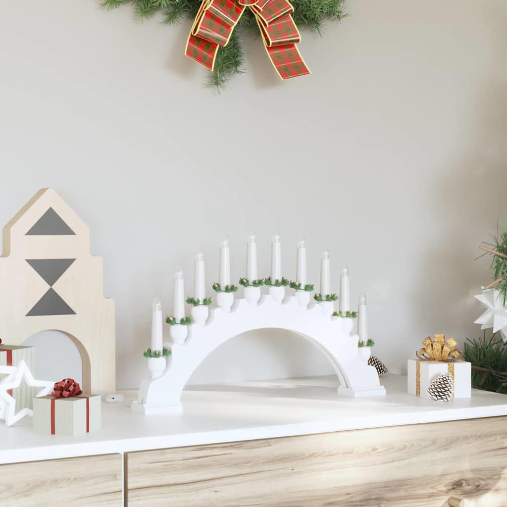 Kerst Kaarsenboog met 10 LED Kaarsen, Grenenhout, Wit - 61% Korting