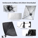 Softbox Studiolamp Set 2x 50x70 cm, 2x 135W Daglichtlampen, 2x Lichtstatieven, 5500K, CRI 90+
