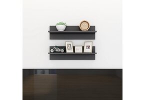 2x Wandschappen Grijs Bewerkt Hout 60x11,5x18 cm - 64% Korting