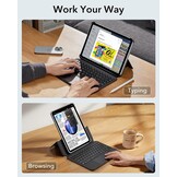 Toetsenbordhoes voor iPad Pro 12,9 inch (6e/5e/4e/3e gen) met volledig verstelbare standaard, magnetisch afneembaar, portret & landschap, zwart