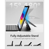 Toetsenbordhoes voor iPad Pro 12,9 inch (6e/5e/4e/3e gen) met volledig verstelbare standaard, magnetisch afneembaar, portret & landschap, zwart