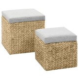 vidaXL Poefset Zeegras Grijs (2-delig) - 56% Korting