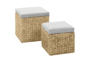 VidaXL Poefset Zeegras Grijs 2-Delig - 64% Korting