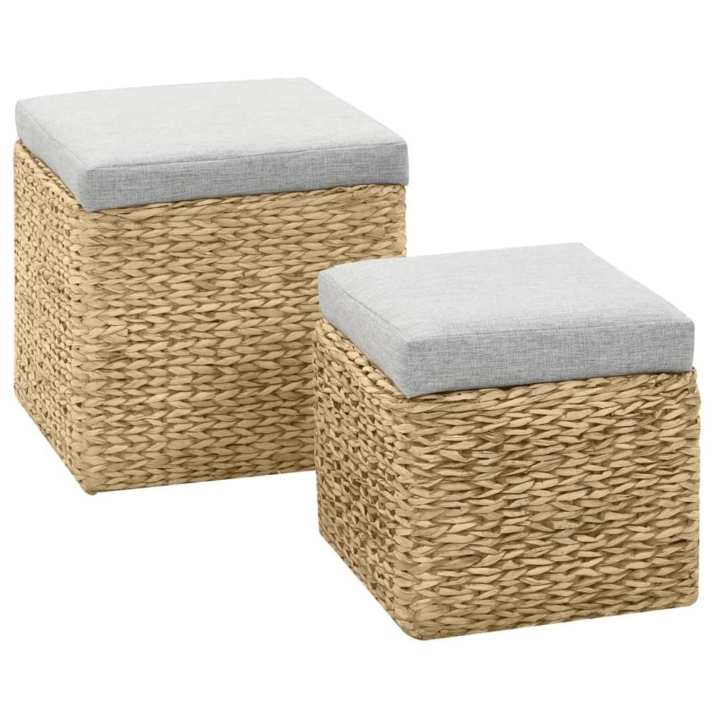 vidaXL Poefset Zeegras Grijs (2-delig) - 56% Korting