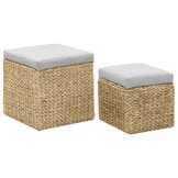 vidaXL Poefset Zeegras Grijs (2-delig) - 56% Korting