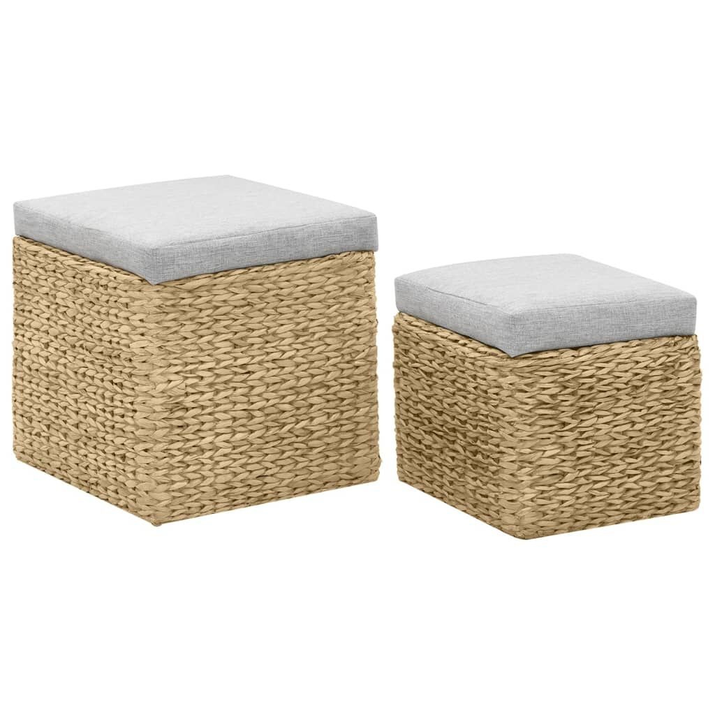 vidaXL Poefset Zeegras Grijs (2-delig) - 56% Korting