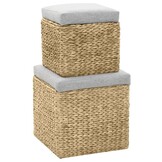 vidaXL Poefset Zeegras Grijs (2-delig) - 56% Korting
