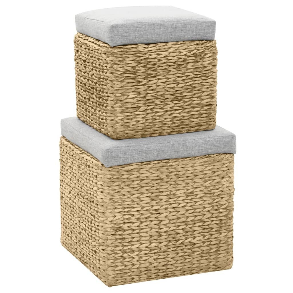 vidaXL Poefset Zeegras Grijs (2-delig) - 56% Korting