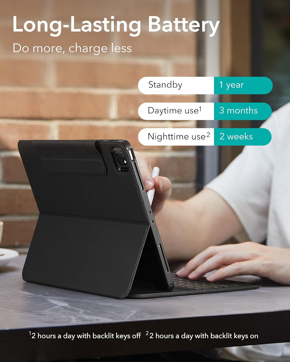 Toetsenbordhoes voor iPad Pro 12.9 (2022/2021) - Magnetisch, afneembaar, portret/landschap, licht & draagbaar, zwart