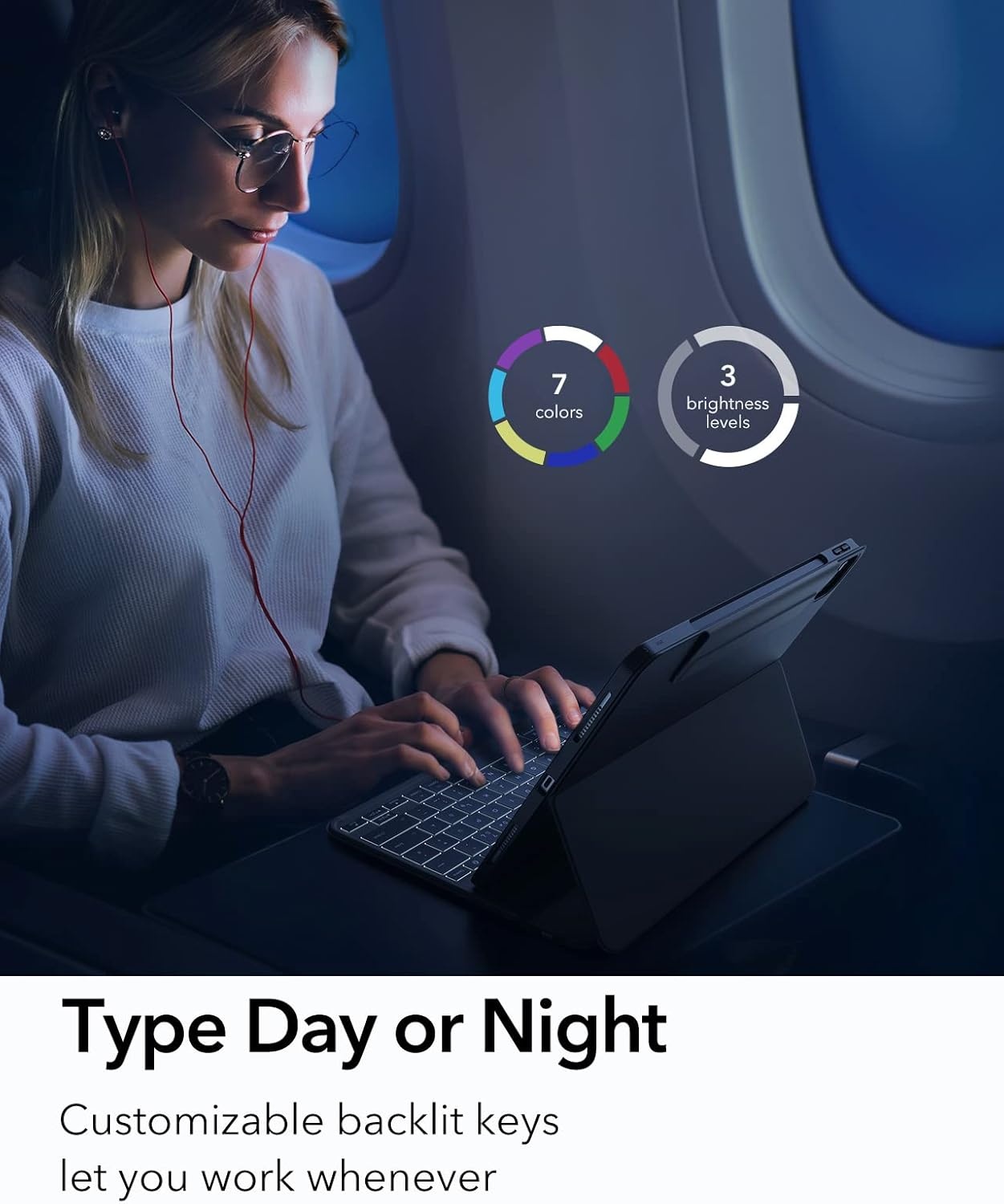 Toetsenbordhoes voor iPad Pro 12.9 (2022/2021) - Magnetisch, afneembaar, portret/landschap, licht & draagbaar, zwart