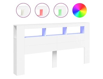 vidaXL Hoofdeinde met LED 200x18,5x103,5 cm bewerkt hout wit