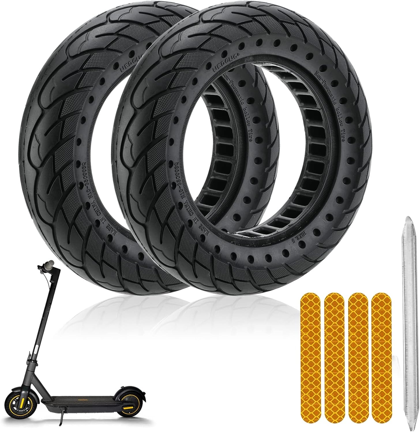 10x2.50 Massieve Volrubber Scooterbanden 10 inch 60/70-6.5 voor Ninebot Max G30D 2 Set van 2 Inclusief Gereedschap