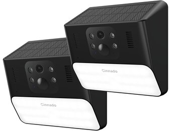 Buitenbewakingscamera solar draadloos 2K, installatievrij, met PIR bewegingsmelder, kleur nachtzicht, IP65 waterdicht, Alexa compatibel, set van 2