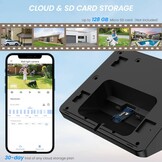 Buitenbewakingscamera solar draadloos 2K, installatievrij, met PIR bewegingsmelder, kleur nachtzicht, IP65 waterdicht, Alexa compatibel, set van 2