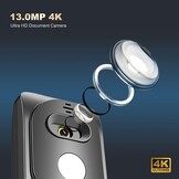 Documentcamera 4K voor online onderwijs en webvergaderingen, 13MP sensor, Mac & Windows compatibel