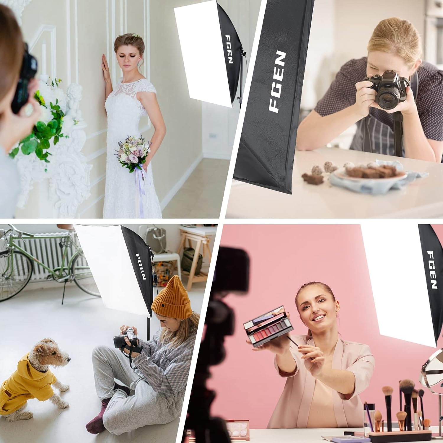 Softbox Studioset 2x 50x70 cm Softboxen, 2x 135W Daglichtlampen 5500K, 2x Lichtstatieven