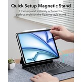 Toetsenbordhoes met zwevend standaard, veerknoppen en multi-touch trackpad voor iPad Air 11 inch (M2 2024), zwart