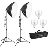 Softbox Studioset 2x 50x70 cm Softboxen, 2x 135W Daglichtlampen 5500K, 2x Lichtstatieven