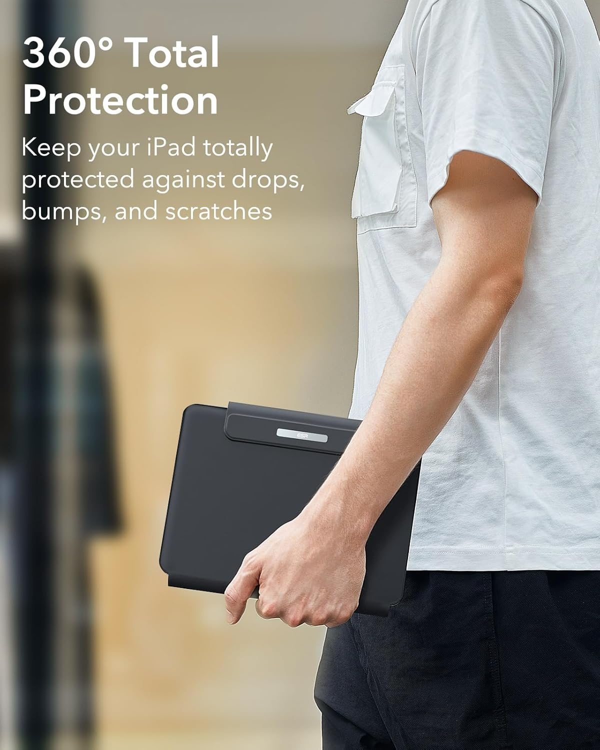 Toetsenbordhoes met zwevend standaard, veerknoppen en multi-touch trackpad voor iPad Air 11 inch (M2 2024), zwart