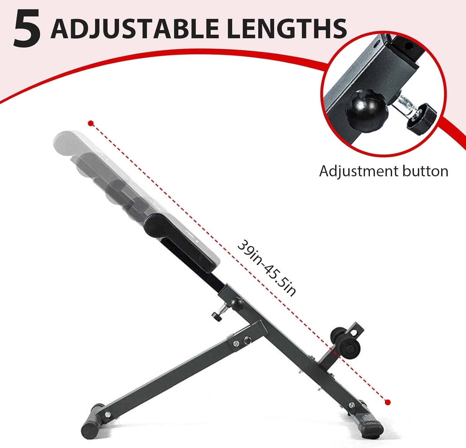 Hyperextension Bank Romeinse Stoel, Opvouwbare Rug- & Buiktrainer, 5-voudig Verstelbaar voor Thuis