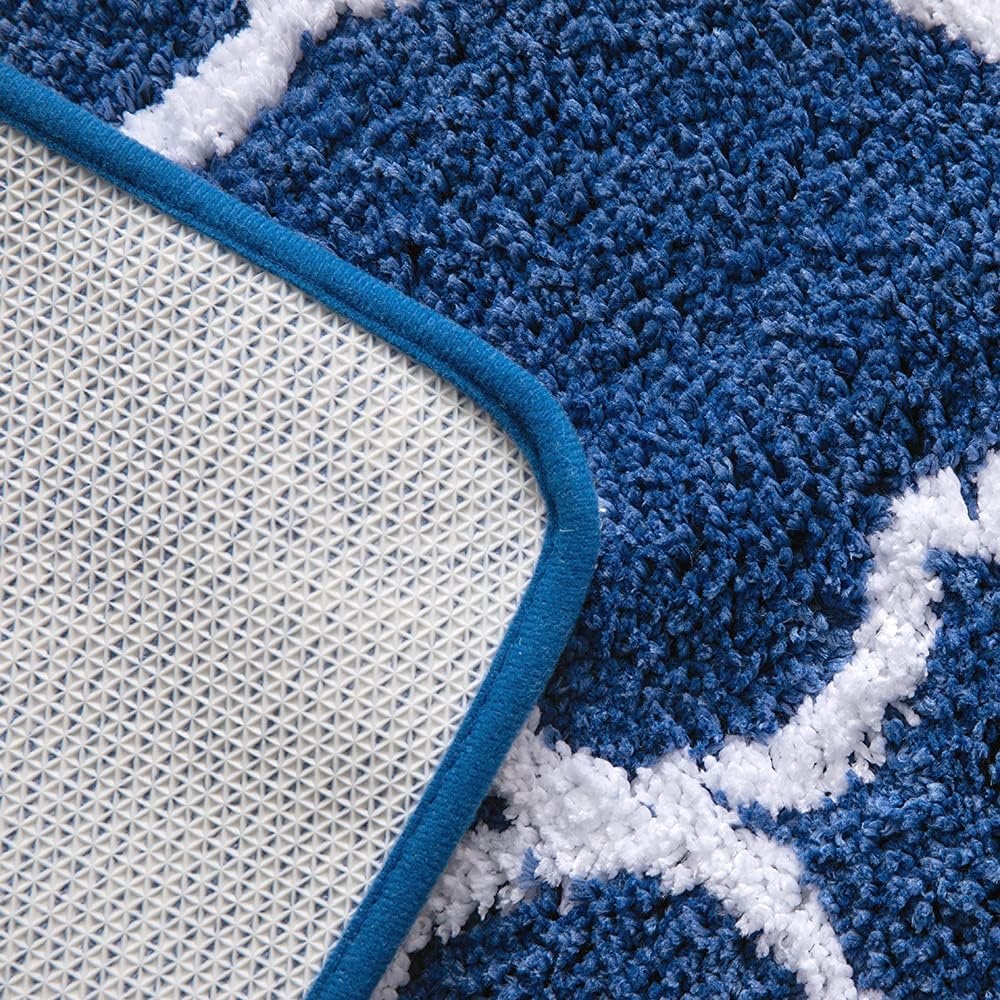 Donkerblauwe badmat Marokkaans patroon 60x90cm | 54% Korting