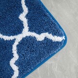 Badmat antislip zacht microvezel met Marokkaans motief rechthoekig donkerblauw 60x90 cm