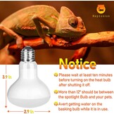 Reptielenlamp 75W UV Warmtelamp Oogvriendelijk voor Hagedis, Schildpad, Baardagaam