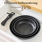 Koekenpannenset 4-delig anti-aanbak met afneembaar handvat, 20/24/28 cm, geschikt voor alle kookplaten (incl. inductie)