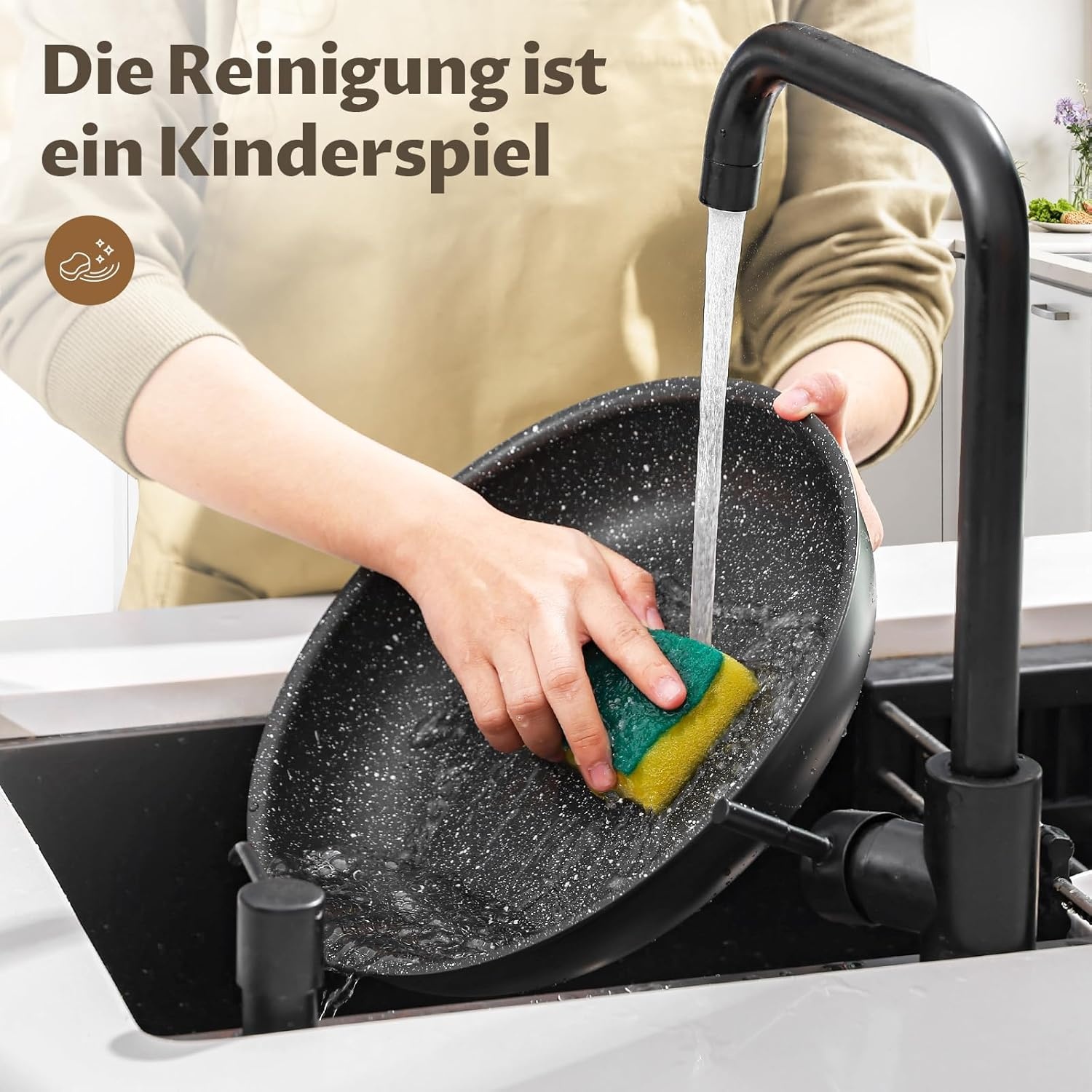 Koekenpannenset 4-delig anti-aanbak met afneembaar handvat, 20/24/28 cm, geschikt voor alle kookplaten (incl. inductie)