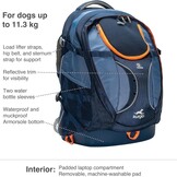 Draagrugzak voor kleine honden en katten, geschikt voor wandelen en reizen, waterdichte bodem, handsfree, tot 11,3 kg, inktblauw