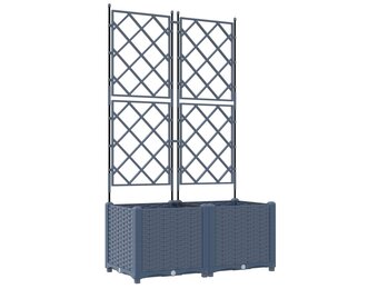 vidaXL Tuindruppel met Trellis 2 pcs Grijs 80 x 40 x 143 cm PP