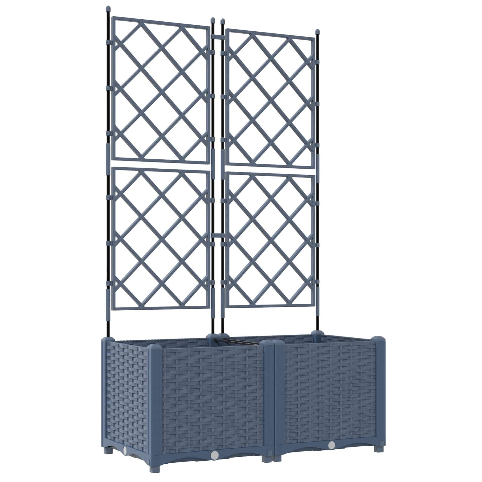 vidaXL Tuindruppel met Trellis 2 pcs Grijs 80 x 40 x 143 cm PP