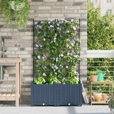 vidaXL Tuindruppel met Trellis 2 pcs Grijs 80 x 40 x 143 cm PP