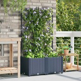 vidaXL Tuindruppel met Trellis 2 pcs Grijs 80 x 40 x 143 cm PP