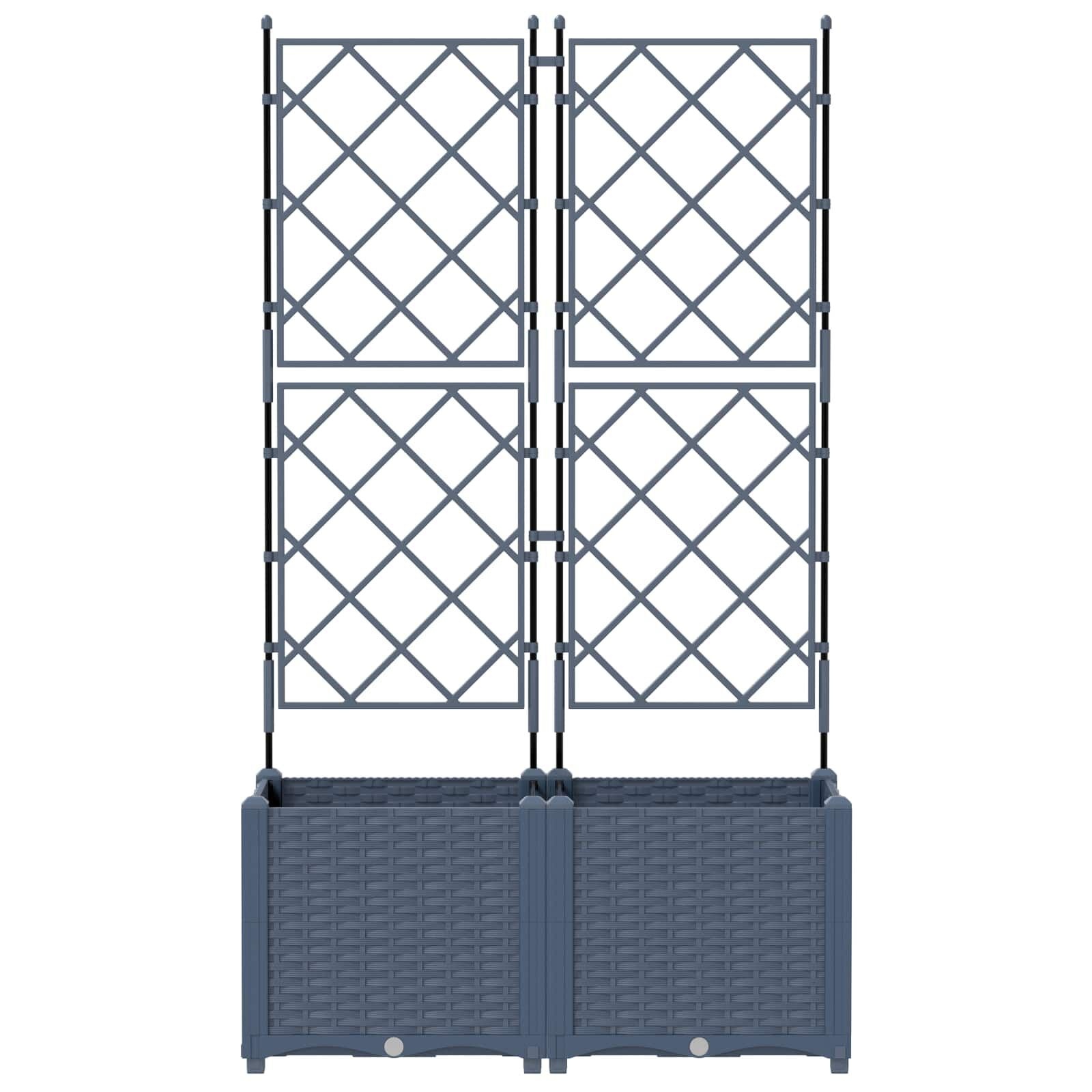 vidaXL Tuindruppel met Trellis 2 pcs Grijs 80 x 40 x 143 cm PP