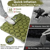 Ultralichte Kampeer Slaapmat R-Waarde 3.0 - 4 Seizoenen, Waterdicht, Duurzaam 40D Nylon TPU, Snel Opblaasbaar