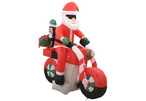 Opblaasbare Kerstman op Motor - 160cm - 77% Korting!