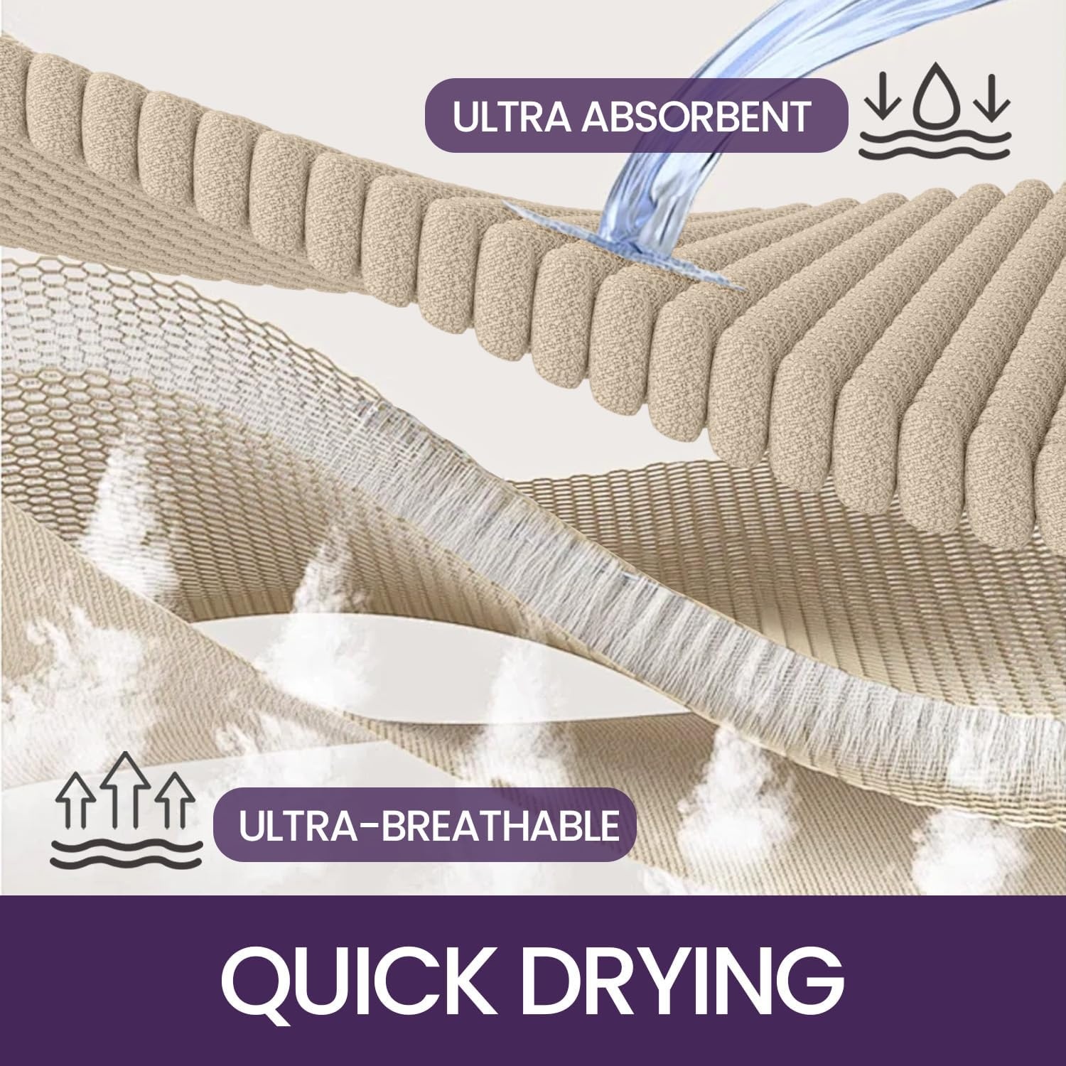 Chenille Badmat Antislip 50x80cm Beige - 54% Korting!