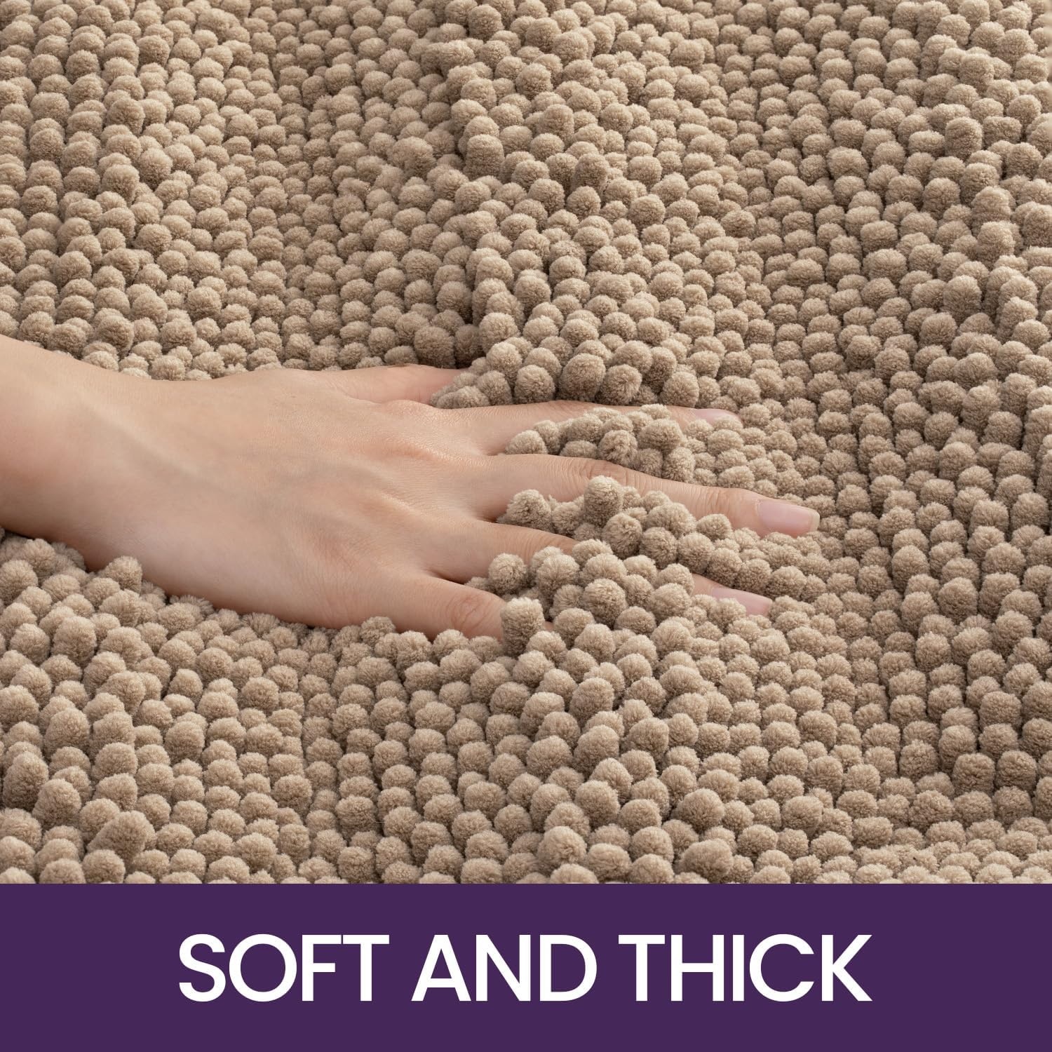 Chenille Badmat Antislip 50x80cm Beige - 54% Korting!