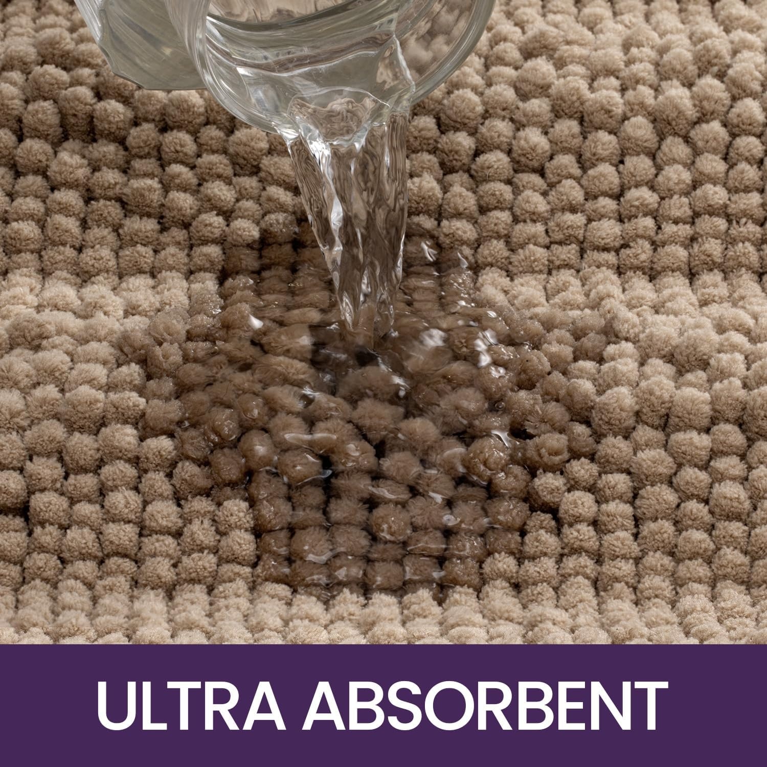 Chenille Badmat Antislip 50x80cm Beige - 54% Korting!