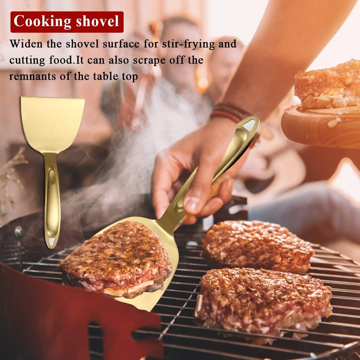 Goudkleurige Grill Accessoires Set 5-delig - RVS met Hittebestendige Bakelieten Handvatten