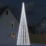 vidaXL LED-kerstboom mastdecoratie, 3000 LEDs koud wit, 8m - 79% korting!
