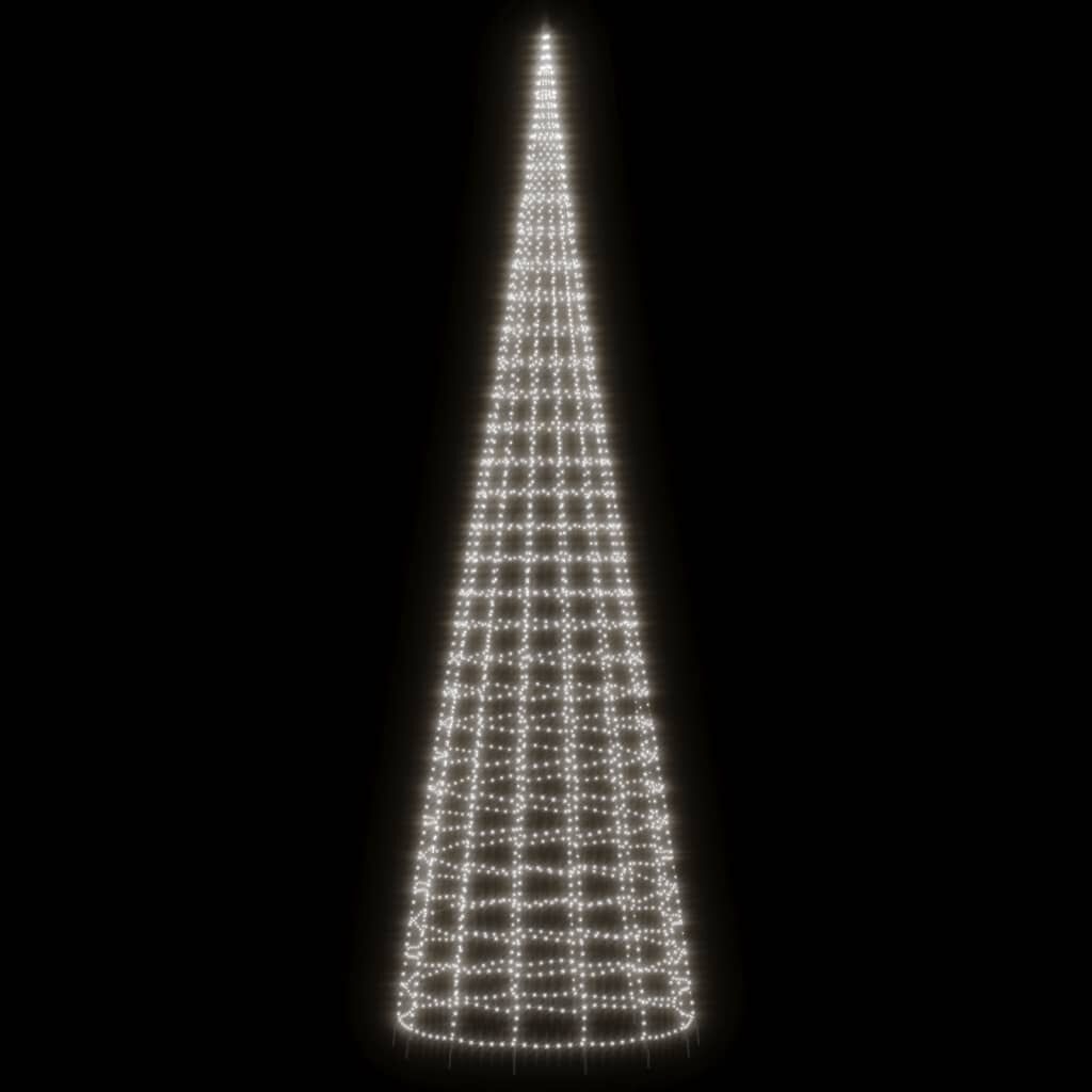 vidaXL LED-kerstboom mastdecoratie, 3000 LEDs koud wit, 8m - 79% korting!