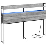 vidaXL Hoofdbord met Opbergvak & LED - Grijs Sonoma - 76% Korting