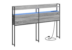 Hoofdbord met opbergvak & LED - Grijs Sonoma (135cm) - 68% Korting