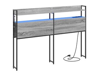 vidaXL Hoofdbord met Opbergvak & LED - Grijs Sonoma - 76% Korting