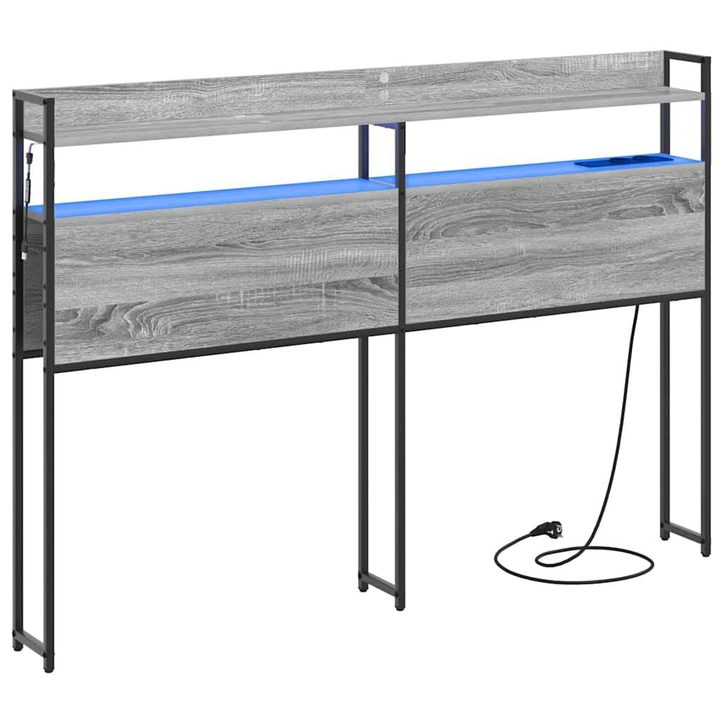 vidaXL Hoofdbord met Opbergvak & LED - Grijs Sonoma - 76% Korting